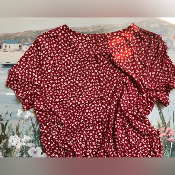 Old Navy Red Ditsy Floral Printed Pullover Swing Dress Summer Dress🌺💐🌷 - Picture 2 of 6